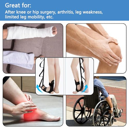 Leg Rehabilitation Training Stretching Belt with Multiple Loops to Lift Leg - Knee Replacement Recovery Aid for Patients Elderly Adults