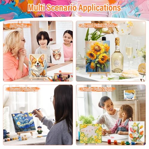 cridoz Paint and Sip Kit for Adults, 6 Pack 8" x 10" Canvases with Easels, Acrylic Paint Set, Painting Trays for Parties - style: Sip and Paint Kit