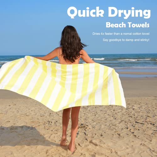 Your Choice Microfiber Beach Towel Sand-Free Quick Dry (67"x35"/60"x30") - color: N-yellow Stripes, size: Extra Large(67x35")