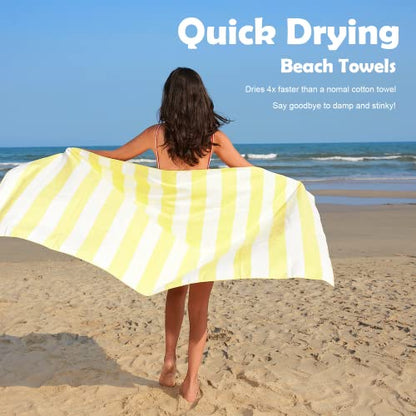 Your Choice Microfiber Beach Towel Sand-Free Quick Dry (67"x35"/60"x30") - color: N-yellow Stripes, size: Large(60x30")