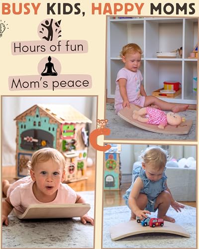 Toddler Balance Board - Wooden Wobble Board Toddler, Kids Wobble Board, Baby Balance Board (Small (17"))