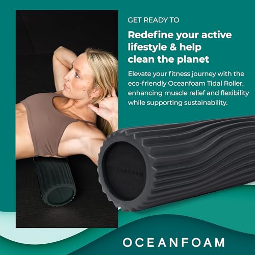 Oceanfoam Tidal Roller - Charcoal - Muscle Massage Foam Roller for Back Pain & Stretching - Firm and Ergonomic Wide Wave Textured - Yoga, Athletics, & Wellness - Full Size, 20" x 5" - color: Charcoal