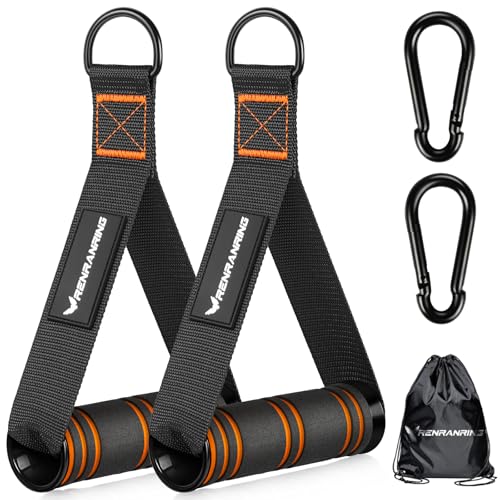 RENRANRING Gym Exercise Handles, Replacement Handle Attachments for Cable Machine Pulleys, Resistance Band and Strength Trainer, Pull Down Workout Accessories, Home Gym Add On Equipment - color: 1 Black-Orange