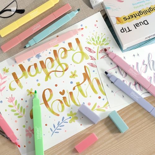Vitoler 8pcs Aesthetic Highlighters, Chisel & Fine Tips Bible Highlighters | For teachers, For nurses, For women, For bibles, For markers, Aesthetic, For journaling, For office, For School Supplies - color: Bible Colors