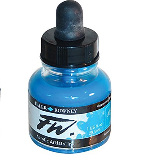 Daler Rowney FW Artists Acrylic Ink 29.5 ML Pot - Fluorescent Blue - color: Fluorescent Blue