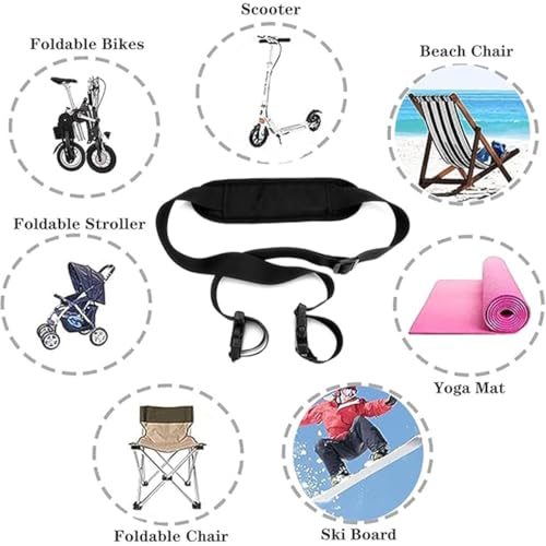 2 Pack Scooter Strap，Adjustable Kick Scooter Straps and Extra-Thick Anti-Slip Shoulder, Kick Scooter Carrying Strap for Beach Chair, Balance Bikes,Kids Bike,Foldable Bikes,Ski Board