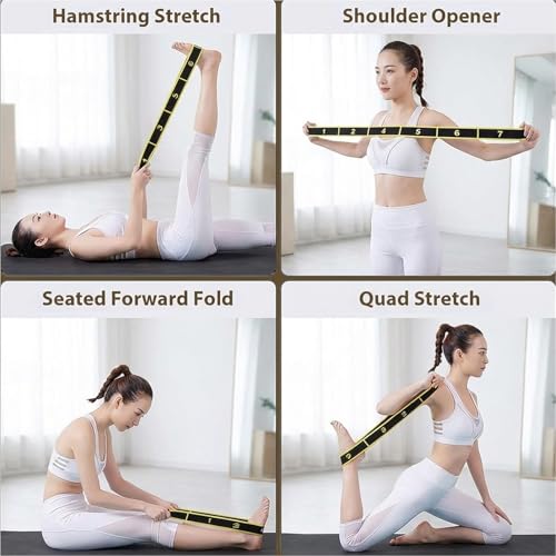 Resistance Bands with Handles for Stretching and Yoga, Fitness Resistance Bands with 8 Section Elastic Stretch Straps, Adjustable Exercise Bands for Home Workout and Gym Training