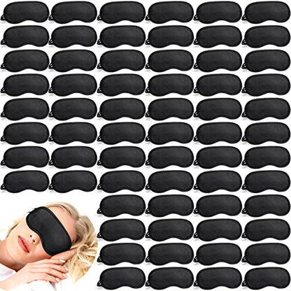 Tarpop 200 Pcs Eye Mask Sleeping Blindfold Eye Cover with Adjustable Strap for Games Party Team Building Travel Individually Wrapped Sleep Mask for Women Men (Black) - color: Black