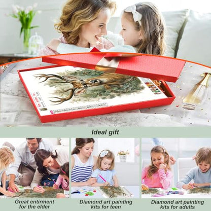 hill froeistung 5D Colorful Elk Diamond Art Painting Kits for Adults | Animals Diamond Art for Beginners, DIY Full Drill Diamond Art Painting(12X12 inch) - color: HF-A037