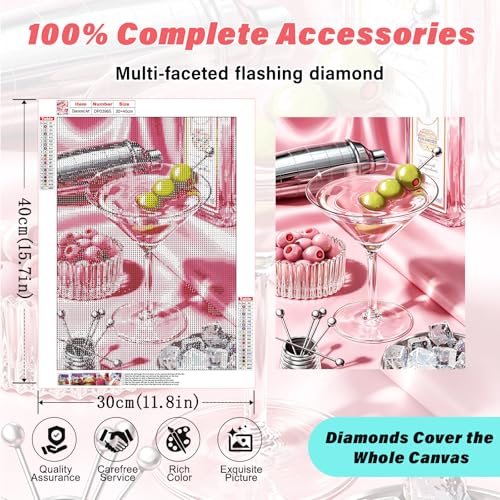 RYMILIE Cocktail Diamond Art Kits for Adults,Fashion Retro Diamond Painting | Diamond Art Kit for Beginners, 5D DIY Full Drill Diamond Painting Gem Art, Home Wall Art Gifts(12x16 inch) - color: DP03965