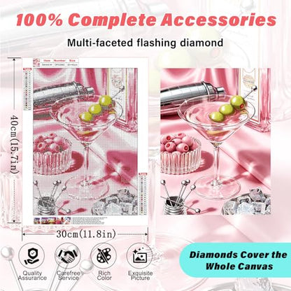 RYMILIE Cocktail Diamond Art Kits for Adults,Fashion Retro Diamond Painting | Diamond Art Kit for Beginners, 5D DIY Full Drill Diamond Painting Gem Art, Home Wall Art Gifts(12x16 inch) - color: DP03965