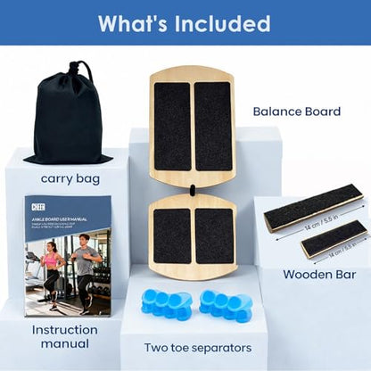 Ankle Balance Board Foot Strengthener - Single Leg Stability Trainer for Physical Therapy Exercise, Mobility Training and Sports Recovery with Toe Separators and Carry Bag