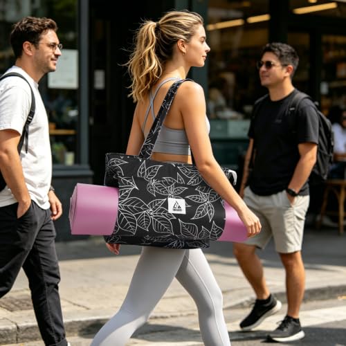 IwIeIaIrI Yoga Tote Mat Bag Carrier for Women with Mat Holder - color: Black