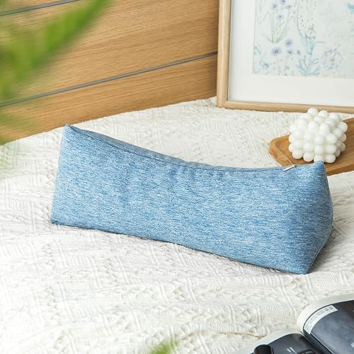 Buckwheat Neck Support Pillow Cervical Neck Cylinder Bolster Pillow,Buckwheat Hulls Adjustable Roll Pillow,Neck Pain Relief for Back and Side Sleepers Round Pillows for Lunch Break blue, 6*15 inch - color: Blue