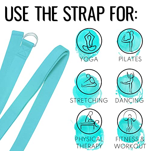 TECEUM 2 IN 1 Yoga & Mat Strap for Stretching – Cotton – 6/8/10 ft - color: Blue, size: 10 ft
