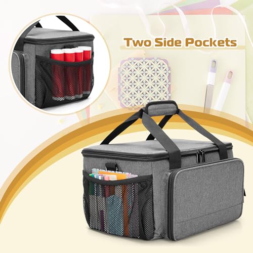 LUXJA Portable Craft Carrying Case Compatible with Cricut Joy Xtra, Gray | Multi Compartment Storage Bag Holds 8.5 x 12 Inch Cutting Mat & All Craft Accessories - color: Gray