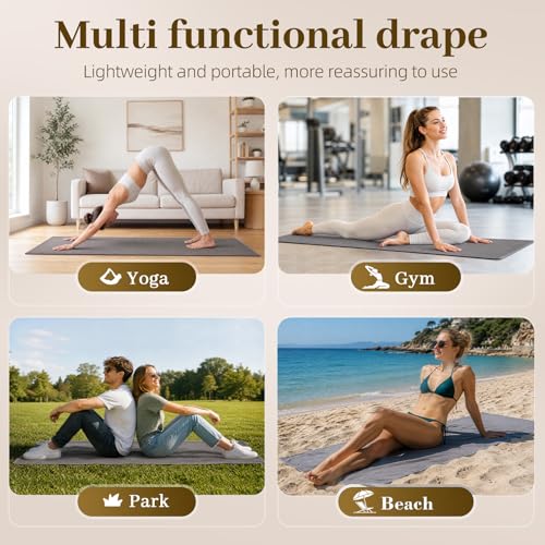 Non Slip Yoga Mat Towel, with Silicone Grip Dots, 72"x24"