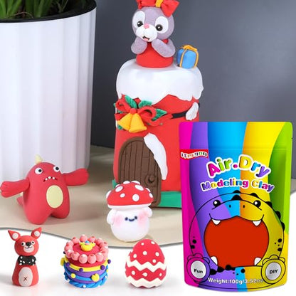 ifergoo 100g Red Air Dry Clay, 3.5oz DIY Creative Modeling Clay for Kids | Refill Foam Magic Clay for School Art & Craft Project, Slime Supplies, Ultra-light & Soft, Gift for Age 3-12 Boys & Girls - color: Red/100g