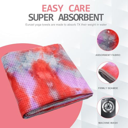 Eunzel Non Slip Hot Yoga Mat Towel with Grip Dots, 72" x 24" - color: Red & Gray, size: 72" x 24"