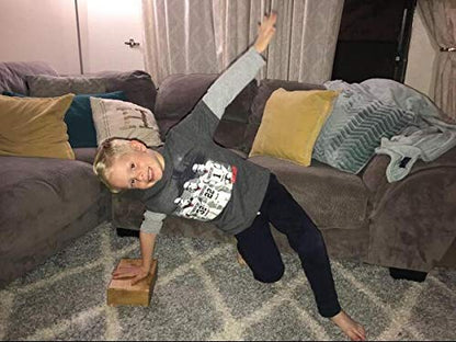 Bamboo Yoga Block (2 PCS), Bamboo Handstand Block,Support Brick to Deepen Poses, Improve Strength and Aid Balance and Flexibility