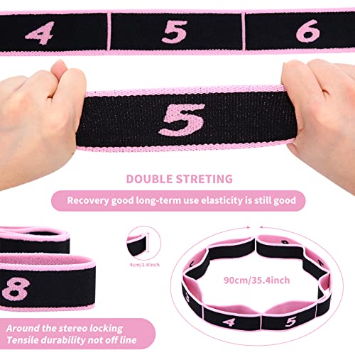 Lenwen 8 Pcs Elastic Yoga Stretching Strap 39.37 Inch Adjustable Multi Loop Stretch Strap Training Dance Stretch Band for Leg Pilates Gymnastics Home Exercise Workout Equipment Adult Children, 8 Color