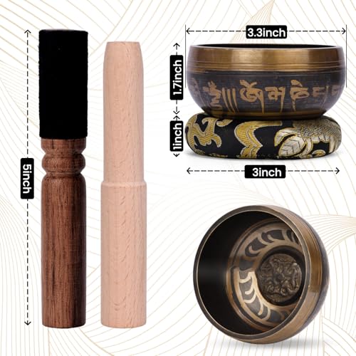 DOMESTAR Tibetan Singing Bowl Set, Authentic Handmade Meditation Bowl | Stress Relief Yoga Setwith Striker &, Cushion for Sound Therapy, Chakra Healing, Spiritual Gatherings