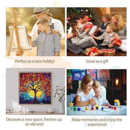 Artunion Framed Paint by Numbers Kit for Adults Beginners & Kids Ages 8-12,Tree of Life Paint by Number with Frame,Acrylic Paint by Numbers Kit on Canvas 10 * 10 Inch Without Easel - color: ZXT-190-F