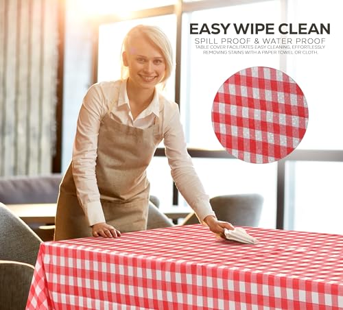 Utopia Kitchen Plastic Table Cloth Disposable (12 Pack - 54x108 Inch) Red Checkered Rectangle Tablecloth Waterproof Stain Resistant Party Table Cover - color: Red Check, size: 54X108 Inch - 12PC