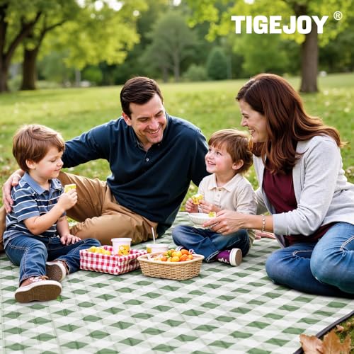 TigeJoy Extra Large Picnic Blanket Waterproof Beach Blanket 60''x60'' - color: Green, size: 5' x 5' (Rectangular)