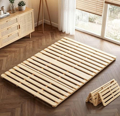 Floor Bed Frame, Foldable Japanese Tatami Bed Frame for Futon Mattress | Solid Wood Slats , Breathable, Moisture-Proof, Bed Plate for Floor Sleeping Bedding, Standard Full: 75" x 54" - size: Full: 75" x 54"