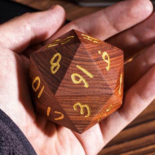 50mm Large D20 Dice Red Sandalwood 20 Sided Dice for Tabletop Games - color: D20 Red Sandalwood
