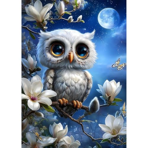 EOBROMD Diamond Art Kits for Adults Animal, DIY Cute Owl Painting Kits for Adults Beginners, 5D Full Drill Diamond Dots with Gem Art and Crafts for Home Wall Decor 12x16inch - color: 13-Cute Owl