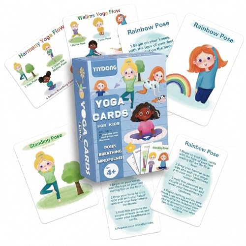 Yoga Cards for Kids - 75 Yoga Meditation Mindfulness Cards for Beginners, Mindful Sensory Play Activities, Exercise Flashcards, Self Regulation Classroom Therapy Suppliesv Autism Special Needs
