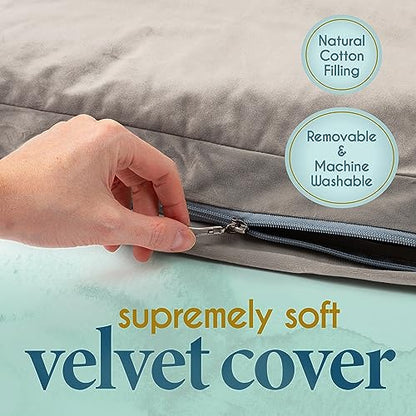 Florensi Meditation Cushion Velvet Floor Pillow with Buckwheat Fill - color: Grey Cushion