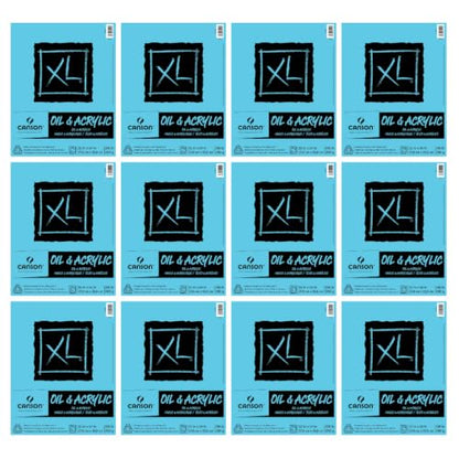 Canson XL Series Oil & Acrylic Paper Pad, 11" x 14", 24 Sheets/Pad, 12 Pads | Canvas-Like Feel, 136 lb. (290gsm), Tape Bound, Acid Free and Bleed Proof, 288 Sheets Total - size: 11" x 14" (Pack of 12)