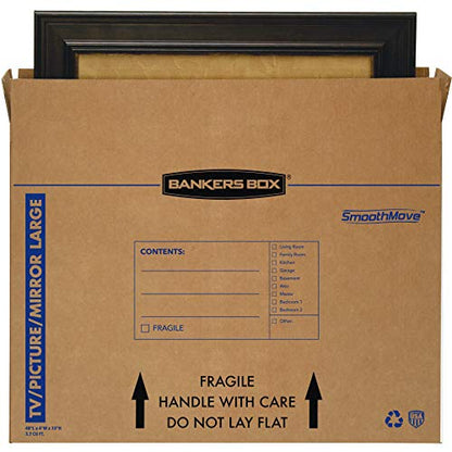 Bankers Box 4-Pack Large TV/Picture/Mirror Moving Boxes | Protect TVs, mirrors, and framed art with rigid moving boxes sized for flat, fragile items. - style: Large