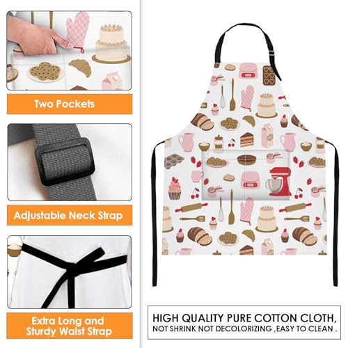 Apron with Pockets, 32x28 inch, for Women Men, Cake Cookie | Pastry Baking Chef Waterproof Adjustable Bib Aprons for Kitchen Cooking Baking Painting Gardening - color: Pink 01