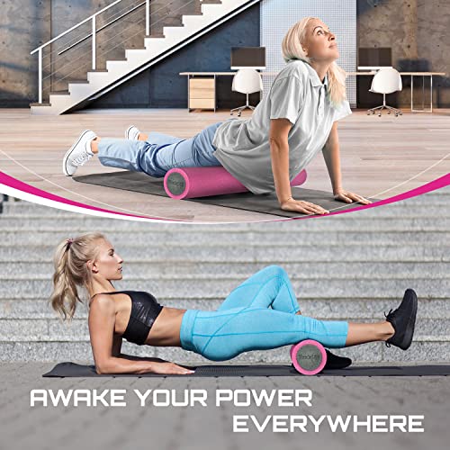 Yes4All Medium Firm Two-Layer PE Foam Roller for Yoga & Pilates - color: 36 Inches - Pink/Grey