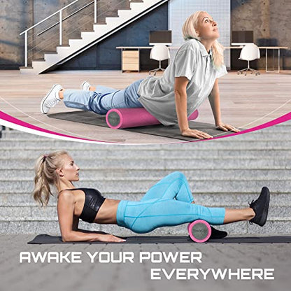 Yes4All Medium Firm Two-Layer PE Foam Roller for Yoga & Pilates - color: 36 Inches - Pink/Grey
