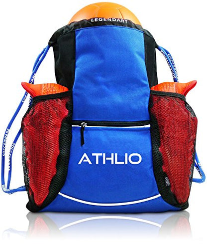 Soccerware Legendary Drawstring Gym Bag - Waterproof | For Sports & Workout Gear | XL Capacity | Heavy-Duty Sackpack Backpack - color: Blue