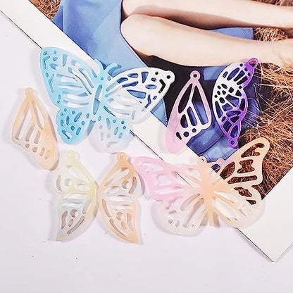Attuslla Earring Resin Molds Silicone Butterfly Jewelry Making Earring Molds Pendant Casting Resin Epoxy Molds with Jump Rings for DIY Jewelry Making, Pendant, Earrings - color: Style 7