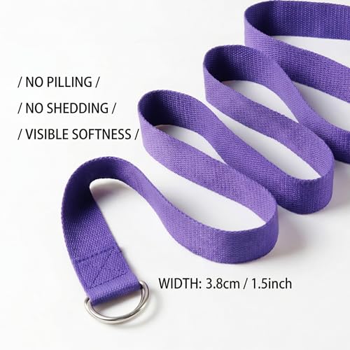 Stretching Strap Yoga Strap Physical Therapy for Home Workout, Exercise, Pilates and Gymnastics, 72 inches，Non-Elastic Stretch Bands for Women & Men - color: Purple