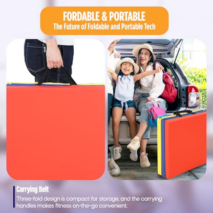 Gymnastics Mats Foldable Tumbling Mats Portable Gymnastics Exercise Mat Thick Gymnastics Tumbling Mats Pad Home Exercise Panel Mat With Carrying Handles - color: CM, size: 6 ft W x 2 ft L