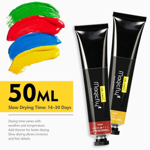 Magicfly Oil Paint, 20 Colors (50ml) Large Tubes Oil Paint Set, Oil Paints | Professional Non-toxic Oil Painting, Creamy Texture, Rich Pigmented, Easy to Blend, Ideal for Artists/Students/Beginners/Kids - size: 20 Colors x 50ml(1.69oz)