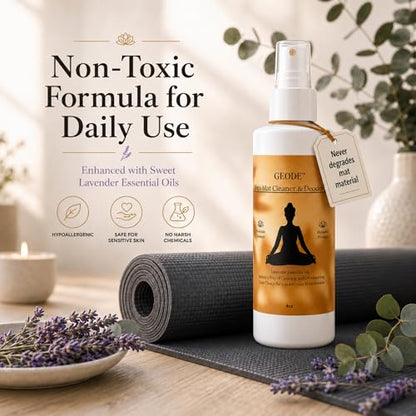 Yoga Mat Cleaner & Deodorizer Spray – Lavender Essential Oil Formula for Yoga Mats, Pilates Reformers & Gym Equipment – Natural No-Residue Workout Mat Cleaner, Non-Toxic Daily Cleaning Spray (4oz) - size: 4 Fl Oz (Pack of 1)