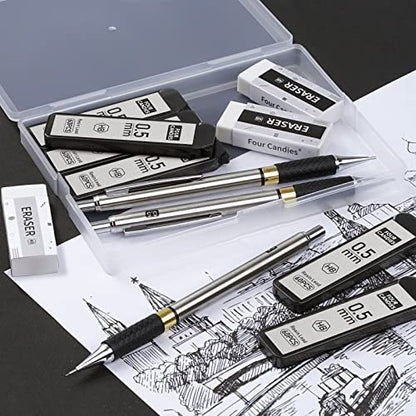 Four Candies Art Mechanical Pencil Set 3PCS 2MM Mechanical Pencils+Metal Mechanical Pencil Set - 3PCS 0.5mm Art Mechanical Pencils