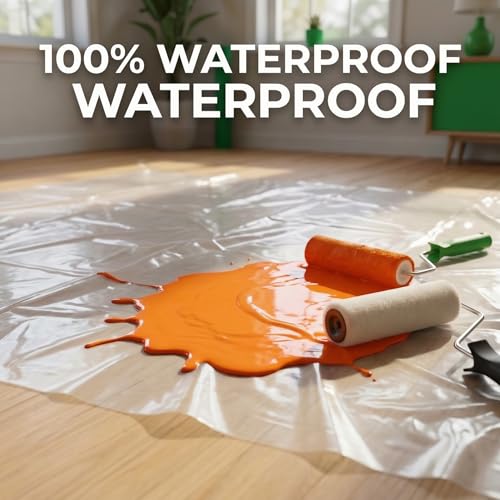 6 Pack Plastic Drop Cloths for Painting, 9 x 12 FT Clear Painters Plastic Sheeting, Disposable Drop Cloth for Floor, Furniture, Couch & Carpet Protection - color: 6 - Pack
