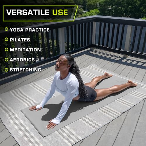 ProsourceFit Classic Yoga Mat 1/8” (3mm) Thick, Extra Long 72-Inch Lightweight Fitness Mat with Non-Slip Grip for Yoga, Pilates, Exercise - color: Grey