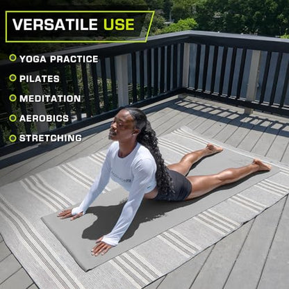 ProsourceFit Classic Yoga Mat 1/8” (3mm) Thick, Extra Long 72-Inch Lightweight Fitness Mat with Non-Slip Grip for Yoga, Pilates, Exercise - color: Grey