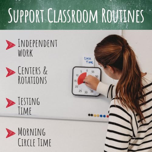 TIME TIMER 8 inch Visual Timer - 60 Minute Kids Desk Countdown Clock with Dry Erase Activity Card, Also Magnetic - for Kids Classroom, Homeschooling Study Tool, Task Reminder, Home and Kitchen Timer - color: Black & Red, size: 8 Inch
